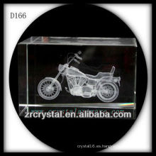 Motocicleta grabada con láser 3D K9 dentro del rectángulo cristalino